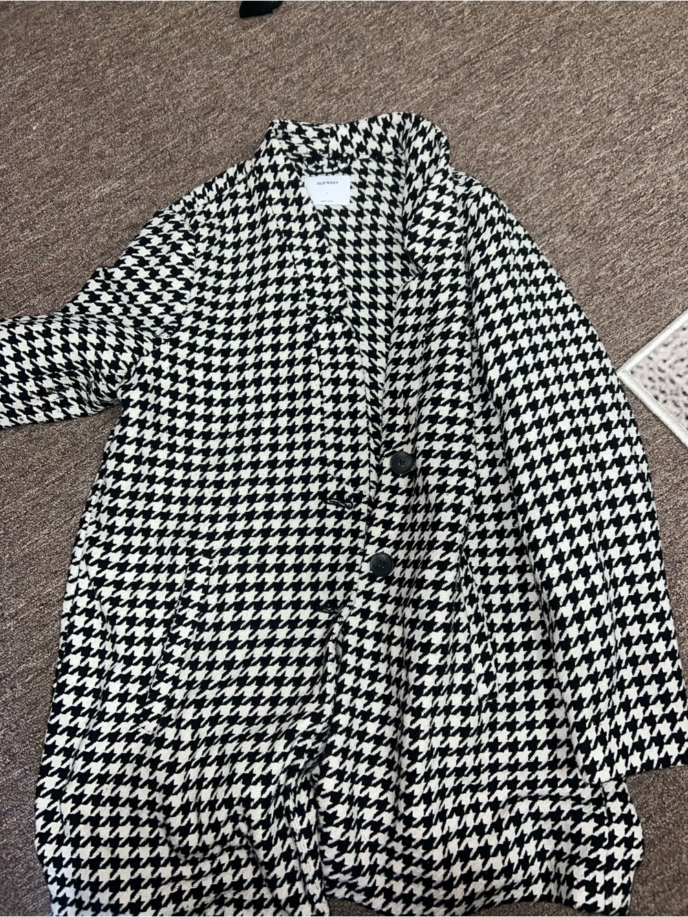 Old Navy Black and White Houndstooth Pea Coat
